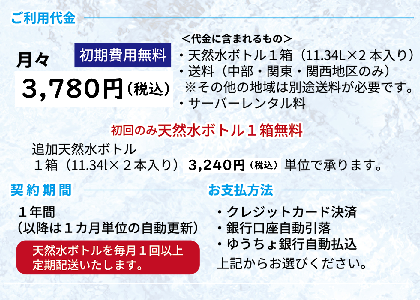 「森の番人」天然水ボトル 料金について